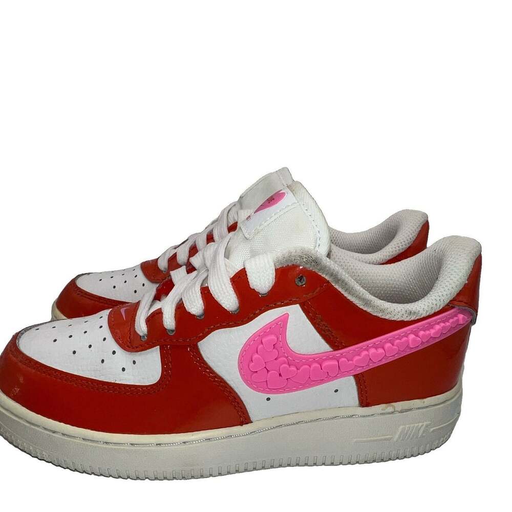 Nike Air Force 1 Low Unisex Kids Sneaker White/Orange/Pink Heart US 1Y